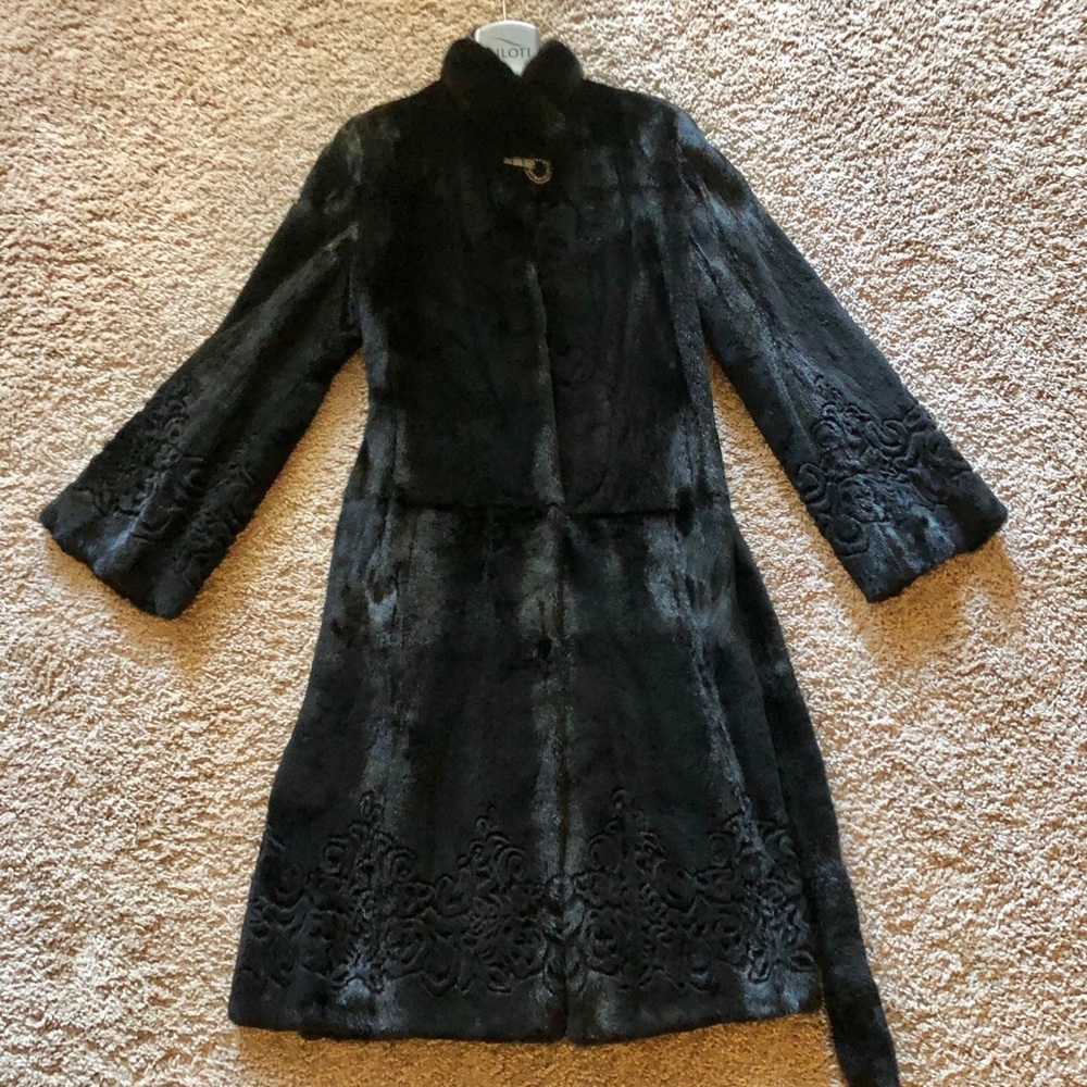 Kopenhagen Fur Laser Grooved Sheared Mink Coat